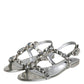 Dolce & Gabbana Silver Crystal Sandals Flats Flip Flops Shoes