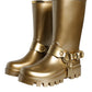 Dolce & Gabbana Metallic Gold Rubber PVC Rain Boots Shoes