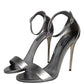 Dolce & Gabbana Silver KEIRA Heels Ankle Strap Sandals Shoes