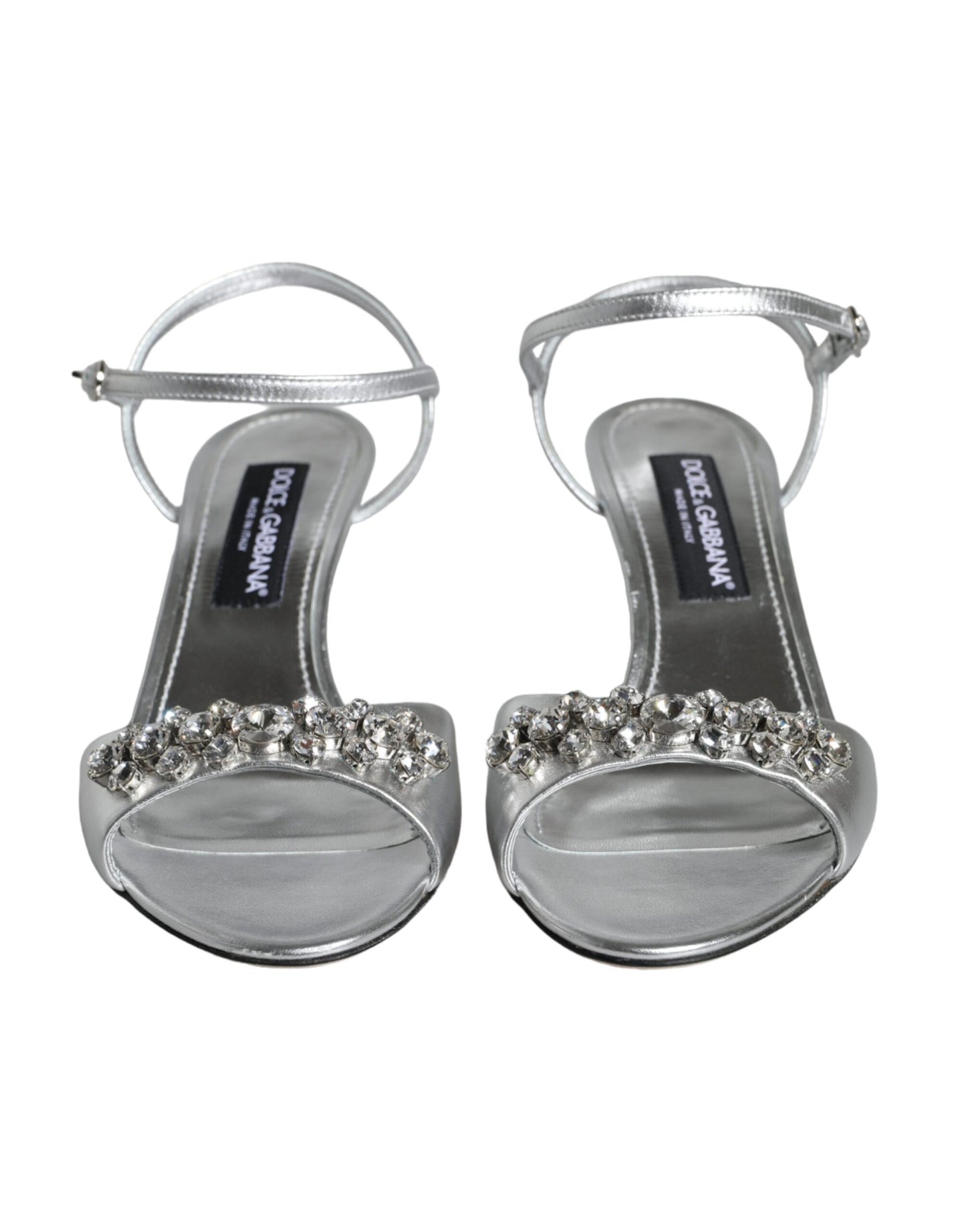 Dolce & Gabbana Silver Crystal AnkleStrap Keira Sandals Shoes