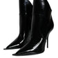 Dolce & Gabbana Black Patent Leather Pointed Ankle Boots Shoes