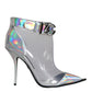 Dolce & Gabbana Silver Iridescent PVC Pointed Short Boots Shoes