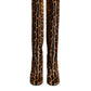 Dolce & Gabbana Beige Black Leopard Knee High Boots Shoes