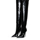 Dolce & Gabbana Black Patent Leather Knee High Boots Shoes