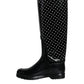 Dolce & Gabbana Black Polka Dot Rubber Knee High Boots Shoes