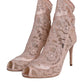 Dolce & Gabbana Beige Stretch Taormina Lace Boots Shoes