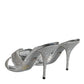 Dolce & Gabbana Silver Crystals Keira Heels Slides Shoes