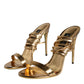 Dolce & Gabbana Gold Leather High Heels Sandals Shoes