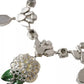 Dolce & Gabbana Silver Brass Clear Crystal Roses Pendants Necklace