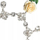 Dolce & Gabbana Silver Brass Clear Crystal Roses Pendants Necklace