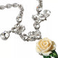 Dolce & Gabbana Silver Brass Clear Crystal Roses Pendants Necklace