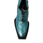 Dolce & Gabbana Blue Leather Derby Block Heels Dress Shoes