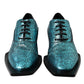 Dolce & Gabbana Blue Leather Derby Block Heels Dress Shoes