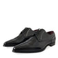 Dolce & Gabbana Black Leather Crystal Dress Formal Shoes