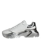 Dolce & Gabbana White Silver Daymaster Leather Sneakers Shoes