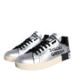 Dolce & Gabbana Silver Portofino Calf Leather Sneakers Shoes