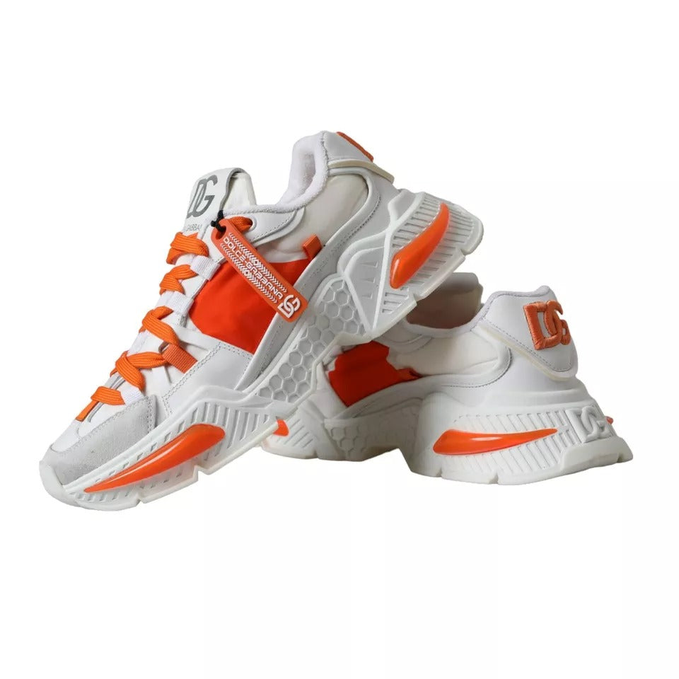 Dolce & Gabbana White Orange Airmaster Low Top Sneakers Shoes