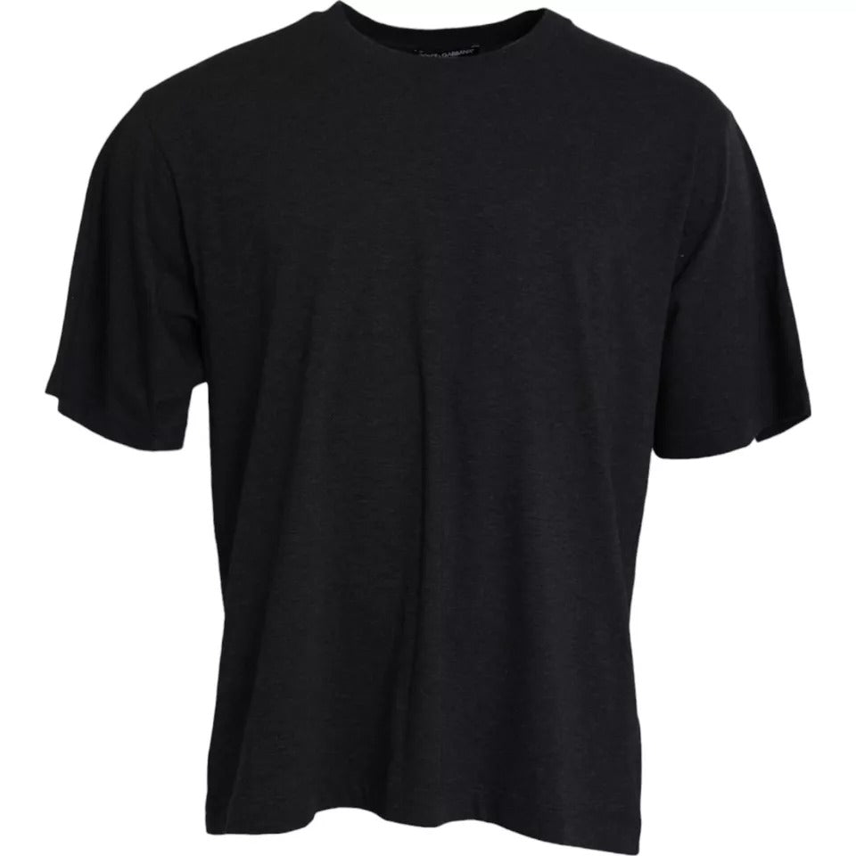 Dolce & Gabbana Black Cotton Crew Neck Short Sleeves T-shirt