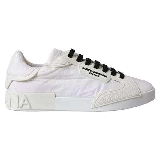 Dolce & Gabbana White Portofino Logo Low Top Trainers Sneakers Shoes