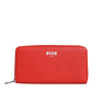 MSGM Red Leather Continental Zip Around Card Holder Bifold Clutch Wallet