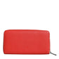 MSGM Red Leather Continental Zip Around Card Holder Bifold Clutch Wallet