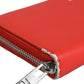 MSGM Red Leather Continental Zip Around Card Holder Bifold Clutch Wallet