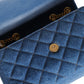 Versace Blue Quilted Denim Leather Crossbody Shoulder Bag