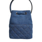 Versace Blue Quilted Denim Leather Crossbody Shoulder Bag