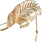 Dolce & Gabbana Gold Tone 925 Sterling Silver Leaf Crystal Chain Brooch