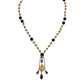 Dolce & Gabbana Gold Chain Brass Black Beaded Rosary Style Necklace