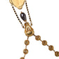 Dolce & Gabbana Gold Chain Brass Black Beaded Rosary Style Necklace