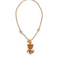 Dolce & Gabbana Gold Brass Leopard Flower Embellished Statement Necklace