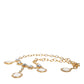 Dolce & Gabbana Gold Chain Brass Crystal Clock Statement Necklace