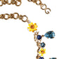 Dolce & Gabbana Gold Brass Chain Floral Crystal Cross Pendant Necklace