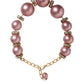 Dolce & Gabbana Pink Maxi Faux Pearl Beads Crystals Gold Chain Necklace