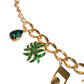 Dolce & Gabbana Gold Tone Brass Chain Pineapple Crystal Musical Necklace