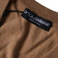 Dolce & Gabbana Brown Cashmere Knit V-neck Pullover Sweater