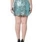 Dolce & Gabbana Blue Floral Brocade High Waist Mini Skirt