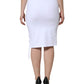 STK White Cotton Stretch High Waist Pencil Cut Knee Length Skirt