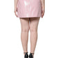 Dolce & Gabbana Glossy Pink Cotton High Waist Mini Skirt