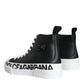 Dolce & Gabbana Black White Leather Mid Top Sneakers Shoes