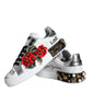 Dolce & Gabbana White Leather Floral Studded Sneakers Shoes