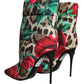 Dolce & Gabbana Multicolor Leopard Rose Mid Calf Boots Shoes