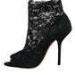 Dolce & Gabbana Black Stretch Taormina Lace Boots Shoes