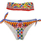 Dolce & Gabbana Multicolor Carretto Bandeau Brief Swimwear 2 Pc Bikini