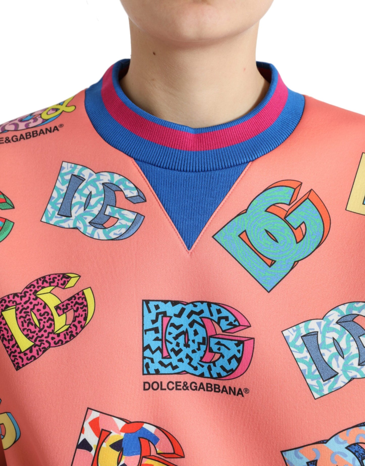 Dolce & Gabbana Salmon Pink Logo Sweater - Crew Neck Elegance