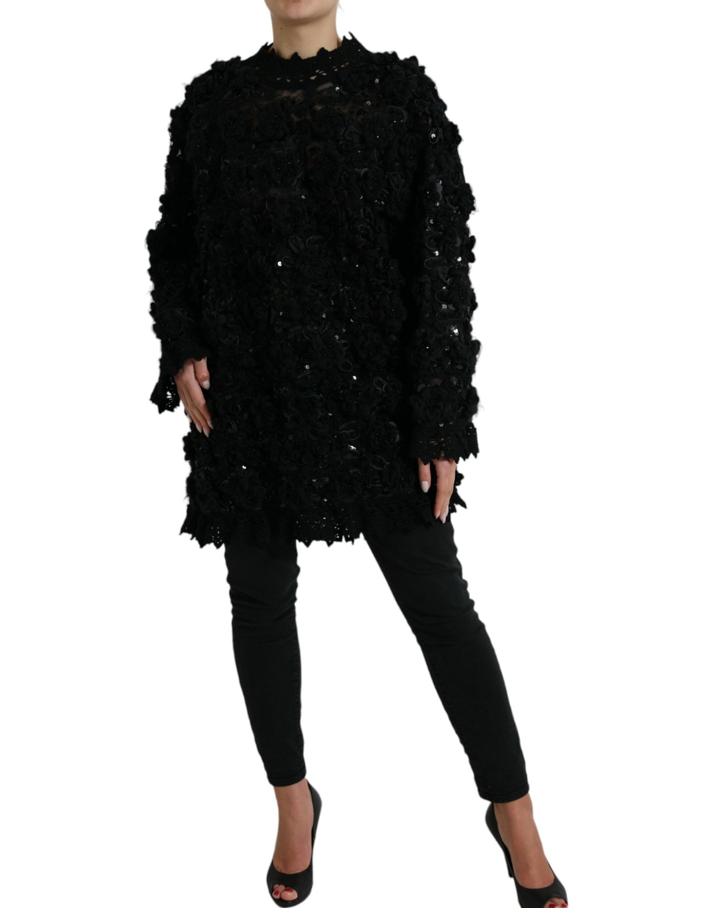 Dolce & Gabbana Sequin Embellished Black Pullover