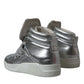 Dolce & Gabbana Silver Leather High-Top Sneakers