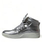 Dolce & Gabbana Silver Leather High-Top Sneakers