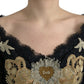 Dolce & Gabbana Black Floral Lace Cotton Sheath Midi Dress